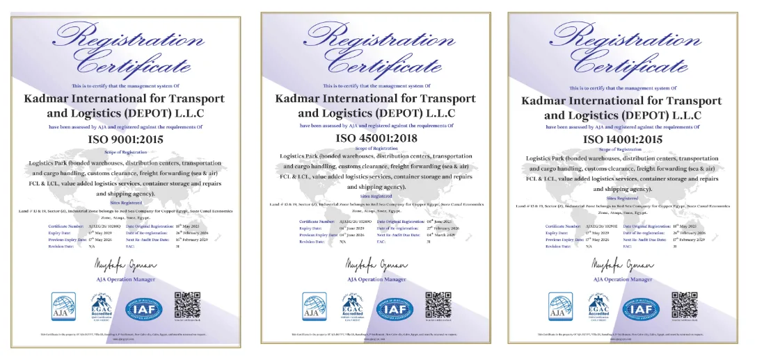 Depot Kadmar International Achieves ISO 9001, ISO 14001 and ISO 45001 Certification